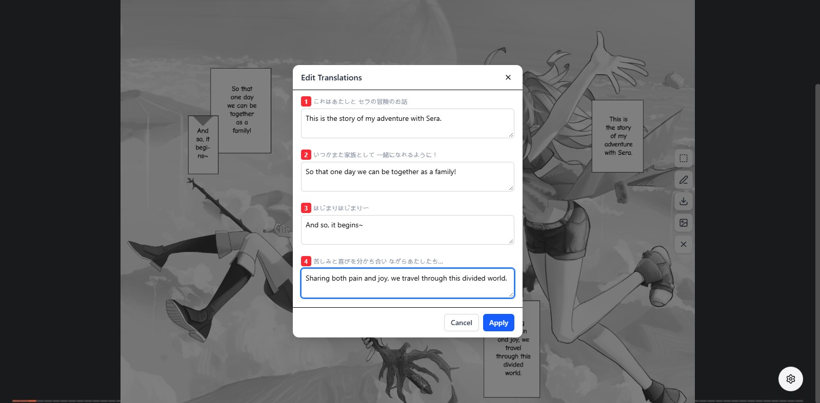 In-Place Translation and OCR Edit Modal