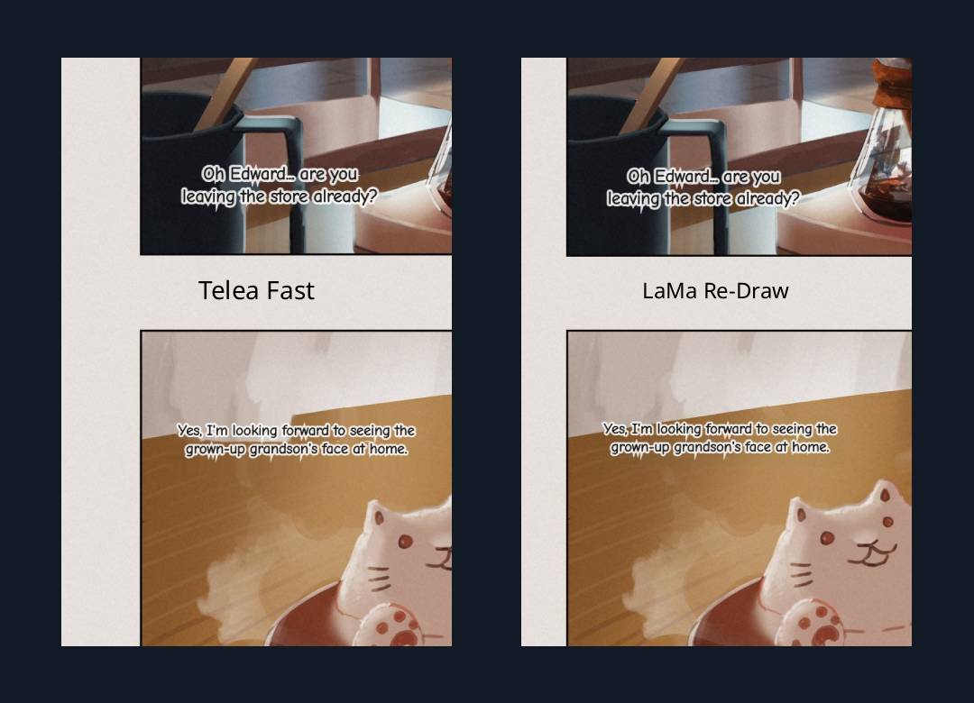 Fast vs Quality Inpainting on Screentone